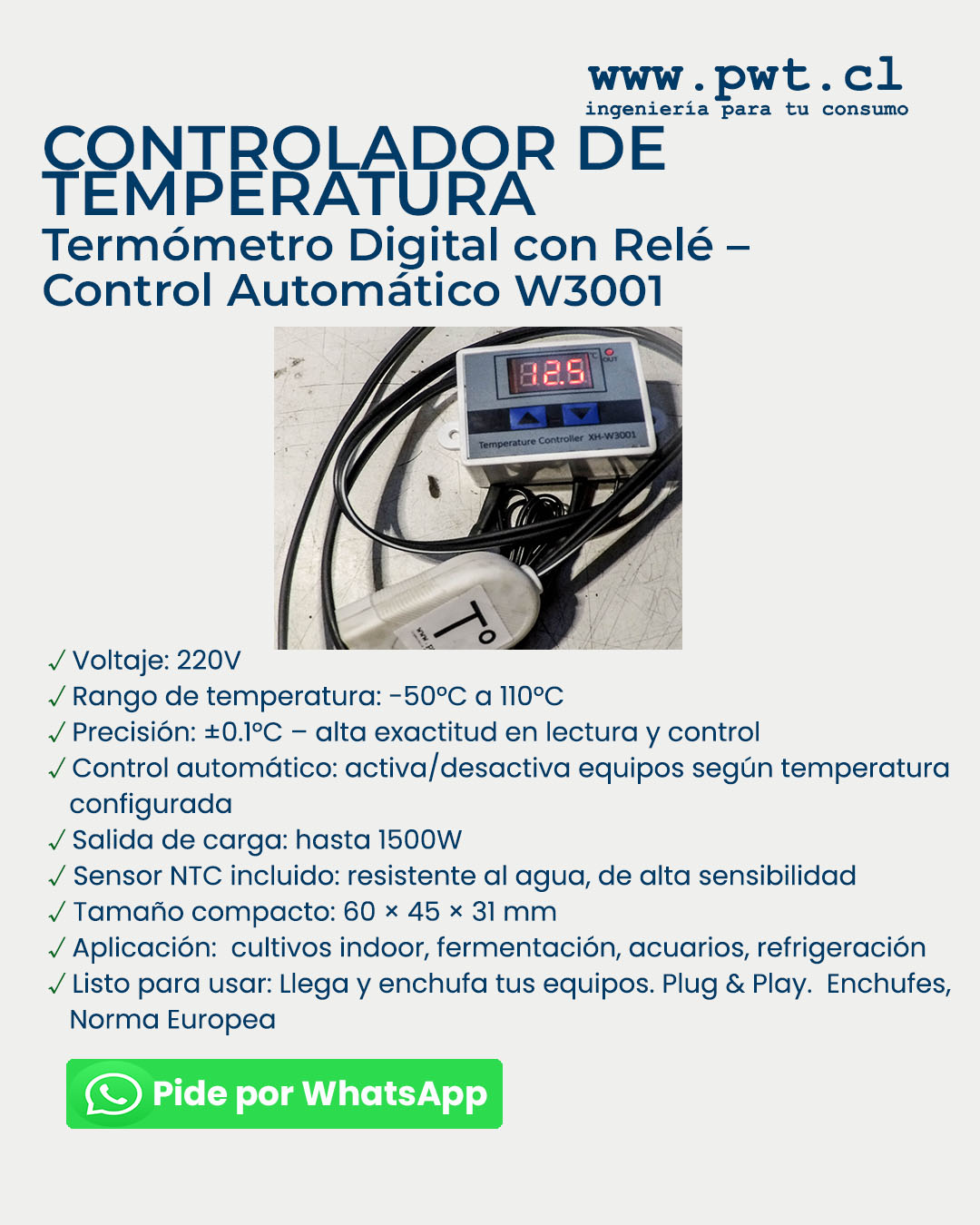 Controlador de temperatura pwt